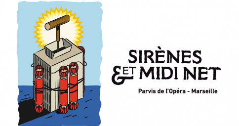 Sirène et midi net sur le Parvis de l'Opéra à Marseille Sirenes et midi net