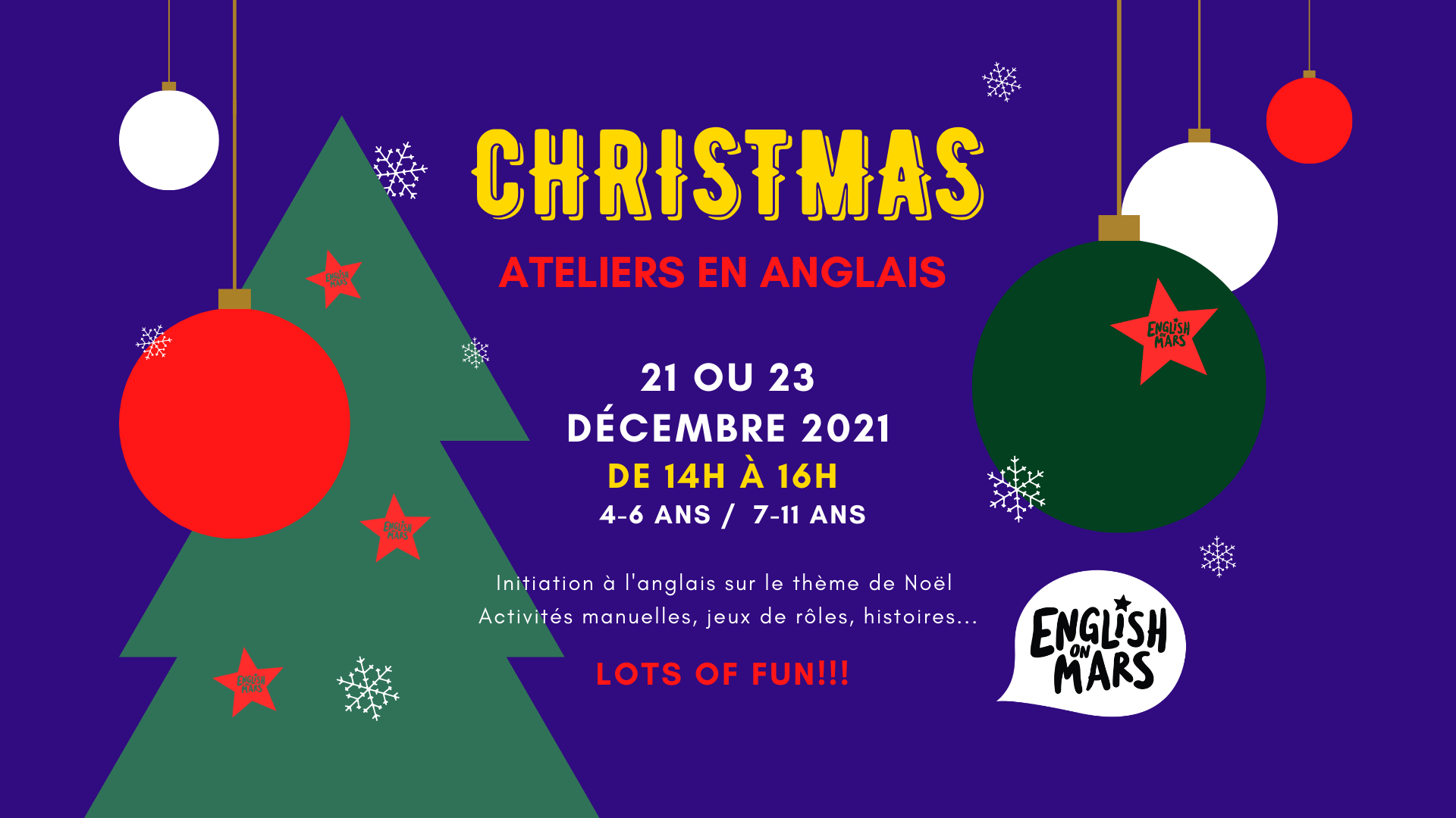 Ateliers anglais Enflish on mars